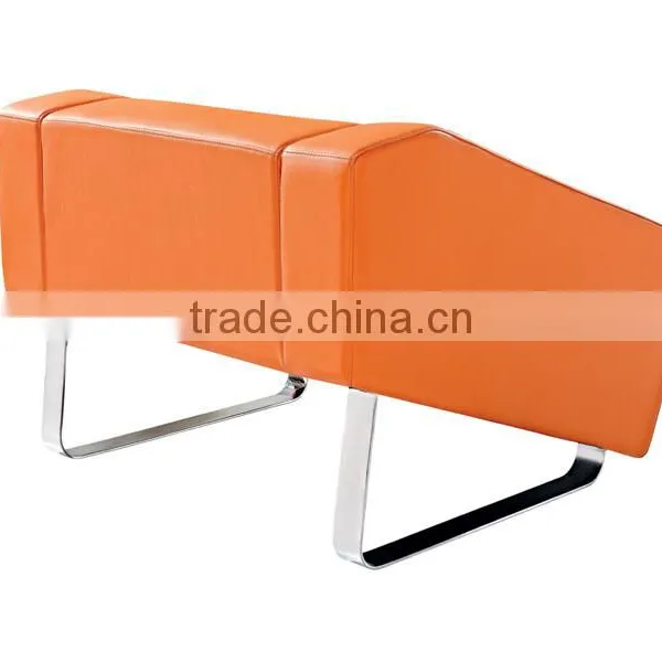 Leisure Yellow Orange Single Double Leather Sofa photo-5