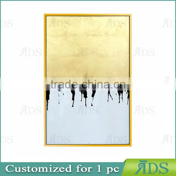 100% Hand Painted Abstract Modern Figure Oil Painting With Gold Foil photo-3