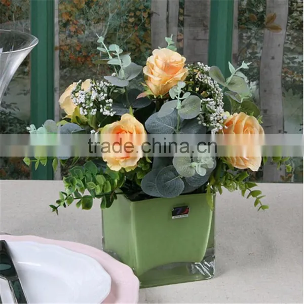 Creative Color Glass Candle Holder Square Candle Stand Party Decoration Premiums Gift photo-3