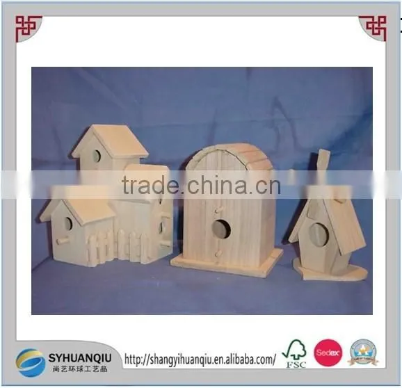 Wooden Bird Cage of Wedge-shaped Roof for Several Birds photo-3