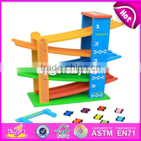 2017 New Design 5 Levels Children Funny Wooden Race Car Track Toy W04E050 photo-3