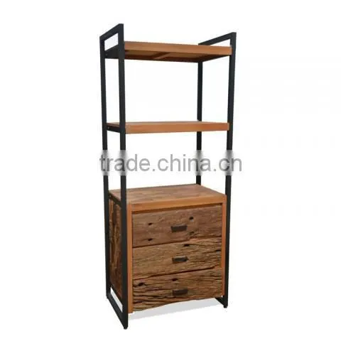 Book Rack 3 Drawers Rustic Industrial Furniture photo-2