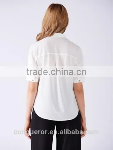 Hot 2015 Cotton Shirt With Taps Casual Woman Wear WMST03 photo-4