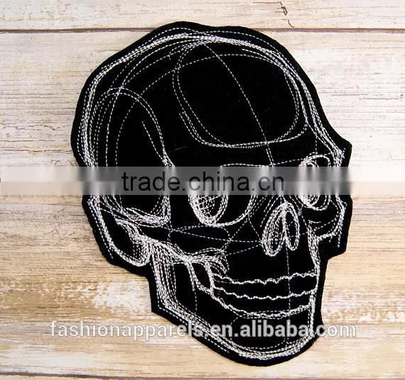 Custom High Quality Embroidered Creative Skulls Patch for Clothes Embroidery Patch Made in China Choose Size/color photo-3