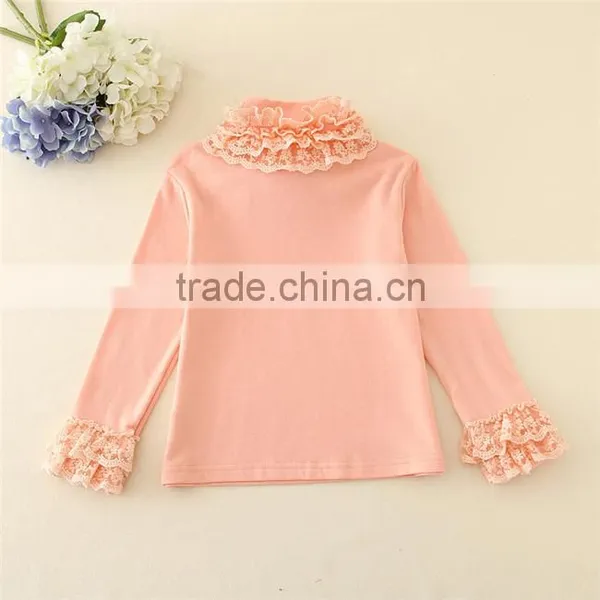 Beautiful Baby Tops Pink Lace Neck Design Blouse Kid Girl Clothing Baby Winter Girl T-shirt Kid Clothing Sales photo-2