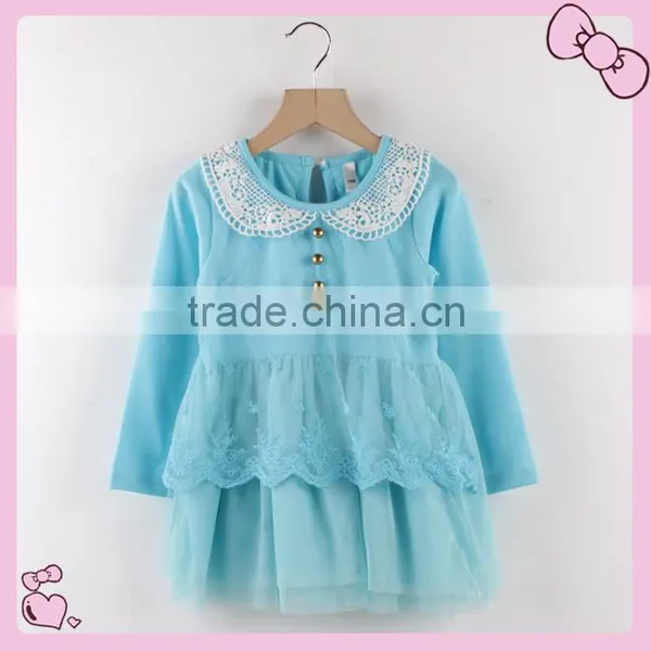 Hot Sale Little Girls Dress Suits Flower Girl Dresses Royal Blue Kids Frocks Designs photo-3
