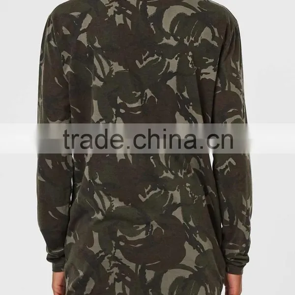 Camo Printed Longline t Shirts Mens Long Sleeve T-shirt Custom for Man photo-3