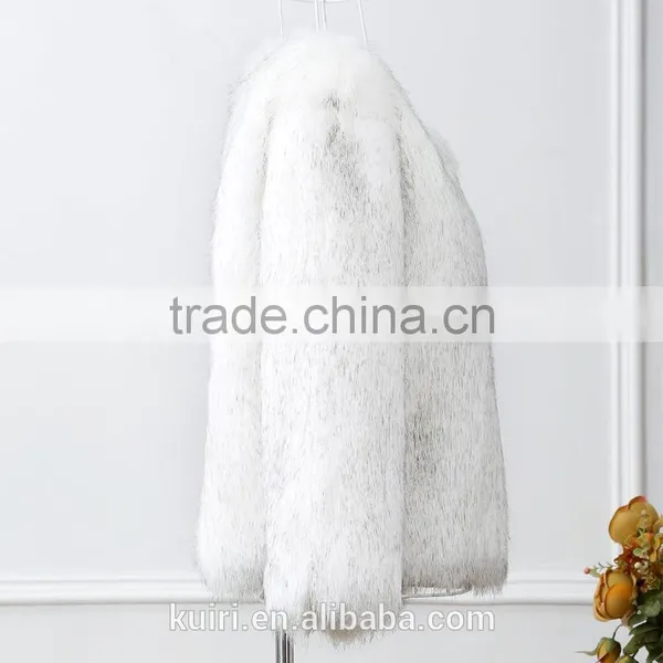 New Women's Faux Fox Fur Beige Gradual Color Black / Coffee Tip Jacket Coat Long Hairy Shaggy Outwear Autumn Winter Tops photo-4