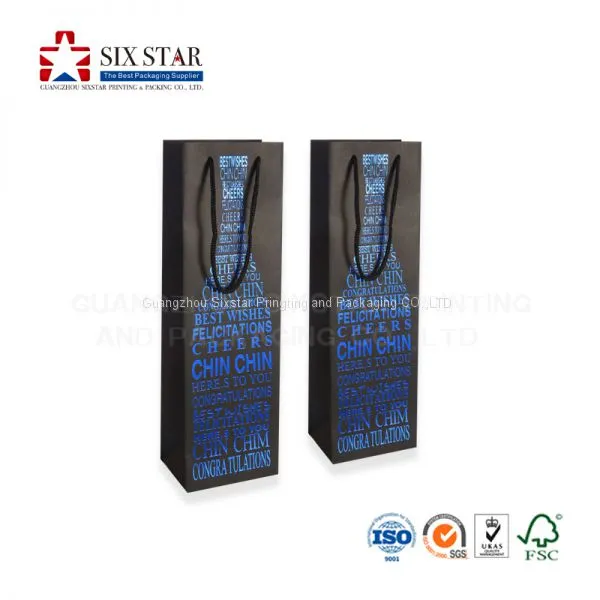 China Factory Customized Printed Black Wine Packaging Bags With Hot Foil photo-4