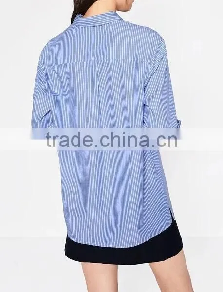 Runwaylover EY2341B New Design 2017 Women Fashion Embroidery Stripe Blouse photo-4