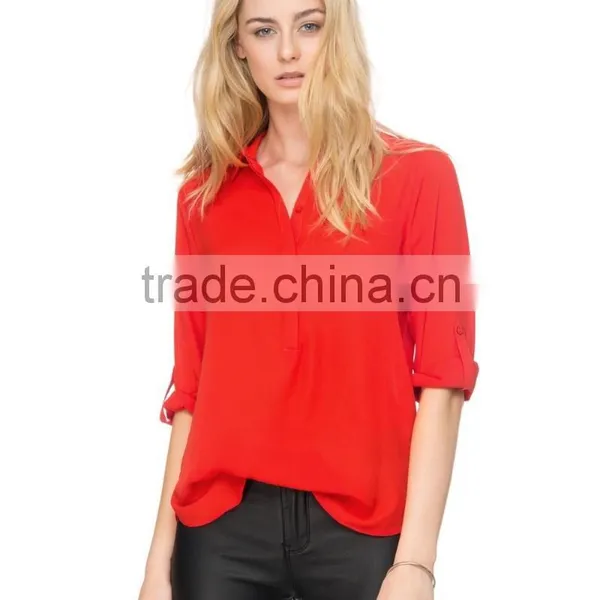 Relaxed Fit Classic Shirt Colloar Ladies Office Shirt Elegant Office Clothing photo-2