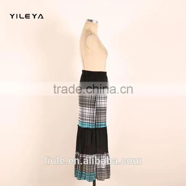Stripped High Waist Style Elastic Fashion Women Turkish Long Skirts With Decoration photo-4