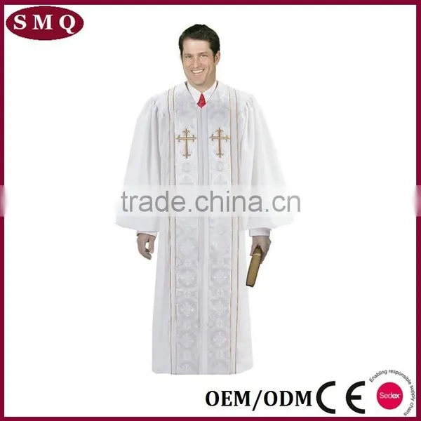 White Brocade Religious Supply Church Pulpit Robe photo-2