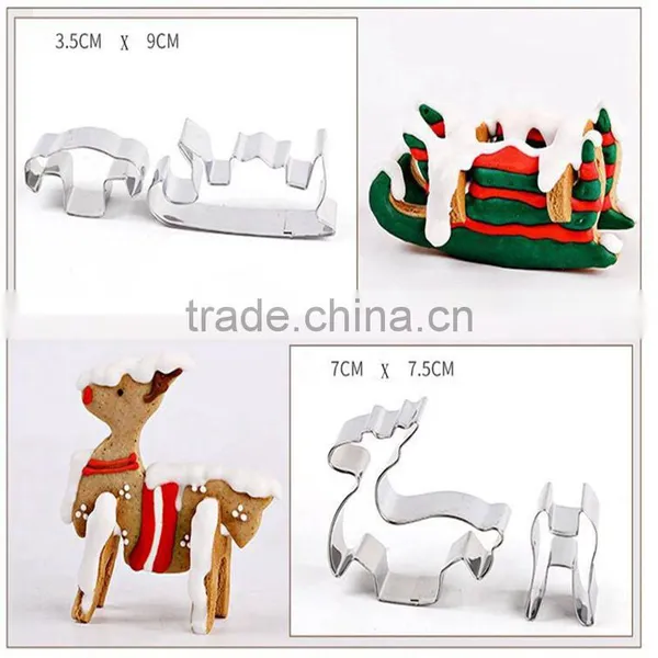 8PCS/ Set 3D Christmas Biscuit Mold Stainless Steel Cookie Cutter Sugar Cake Mold DIY Baking Tools photo-4