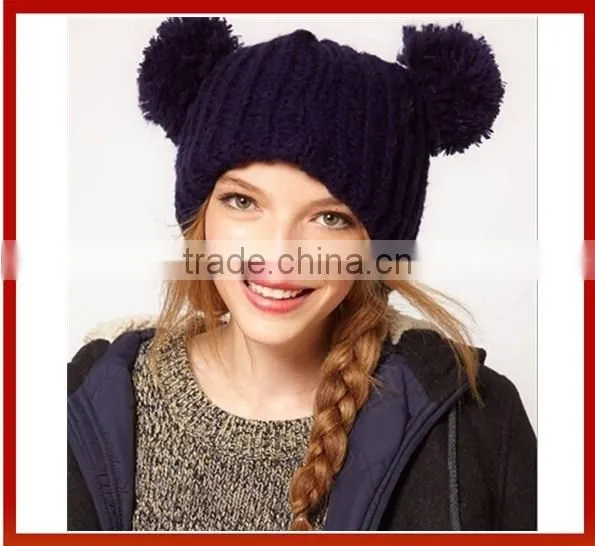 Women Knit Hat With Ears/Wholesale Cat Ear Beanie Crochet Braided Knit/Best Selling Cute Earflap Hand Made Woman Knitted Hats photo-2