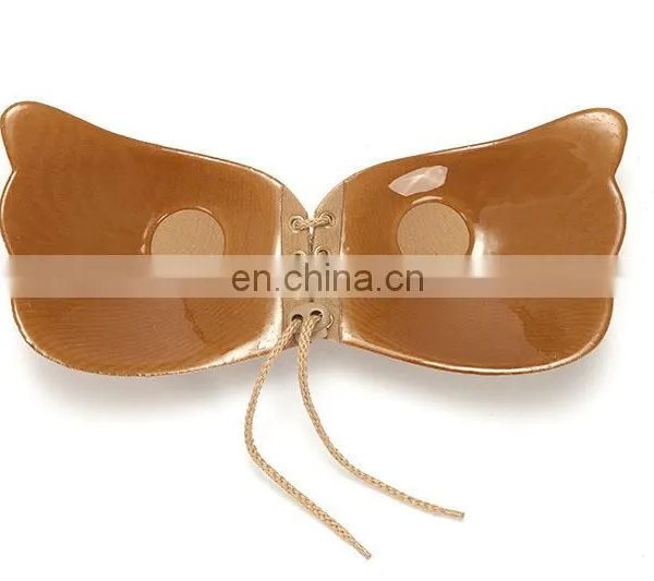Women Self Adhesive Strapless Bandage Stick Silicone Push Up 1/2 Cup Invisible Fly Bra photo-5