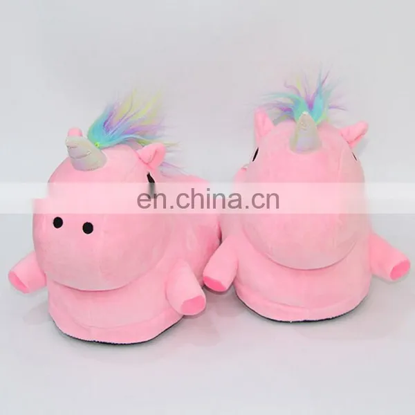 Hot Selling Unicorn Design Plush Soft Animal Slippers photo-3