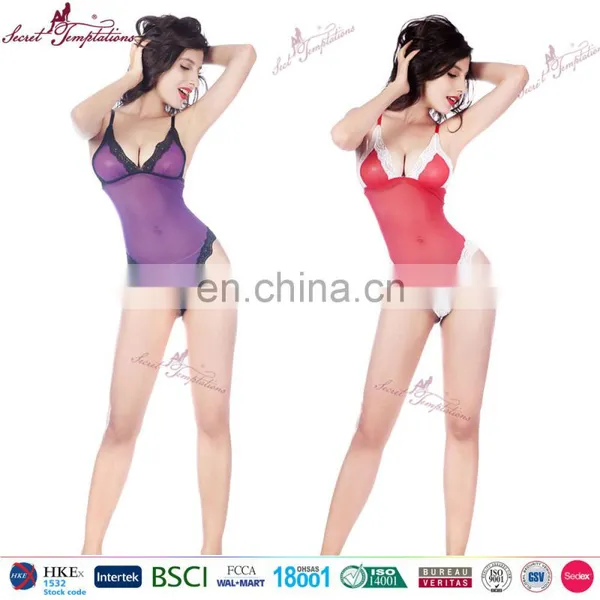 Wholesale Adult Girl Sleeveless Sexy Bodysuit Mature Women Sexy Transparent Nude Babydoll photo-2