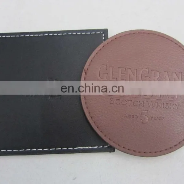 Factory Supply Leather pu Coaster With Debossed Logo photo-5