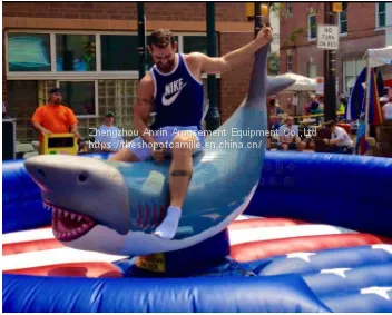Kids and Adults Outdoor Mechanical Rodeo Shark Rides Games With Inflatable Mattress for Sale photo-2