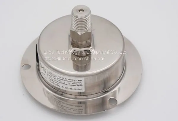 100mm Axial Back Connection All Stainless Steel Dual Scale Oil Filled Anti-shock Pointer Pressure Gauge With Edge photo-2
