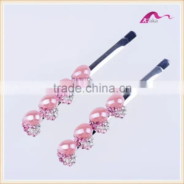 Yiwu Factory Price Multi Colors Hair Grips Top Quality Metal Crystal Rhinestone Decoration Ceramic Beads Hair Clips photo-2
