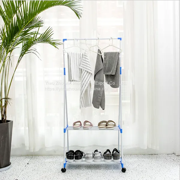 Movable Floor Horizontal Bar Type Stainless Steel Coat Rack Drying Rack photo-4