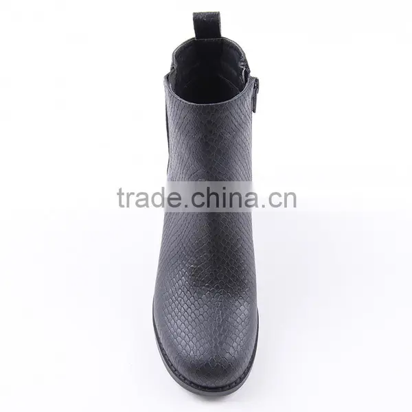 Snake Print Upper Material New Design Cheap Cowboy Safety Side Zipper Ankle Boots photo-3