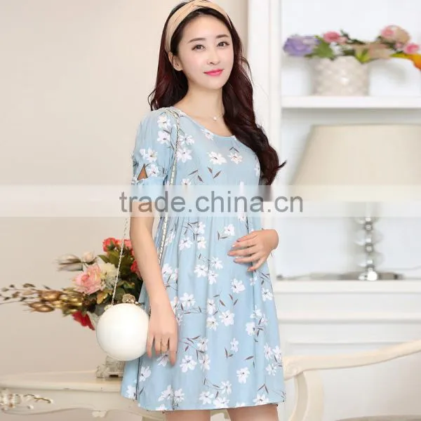 C23189B 2016 New Fashion Woman Printed Summer Dress Lady Girl Maternity Dress photo-3