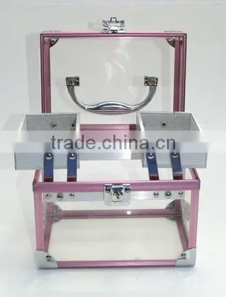 Aluminum Fashion Acrylic Cosmetic Box Storage Carrying Case
