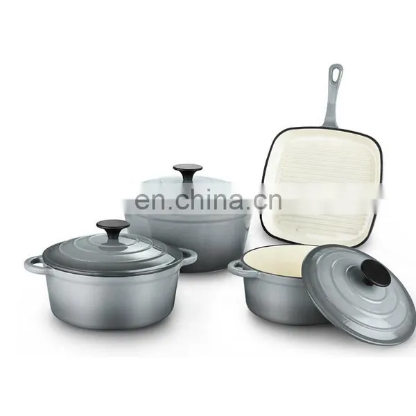China Kitchen Ware 24Cm Enamel Non Stick Cooking Pot Frying Pan Cast Iron Cookware Set photo-4