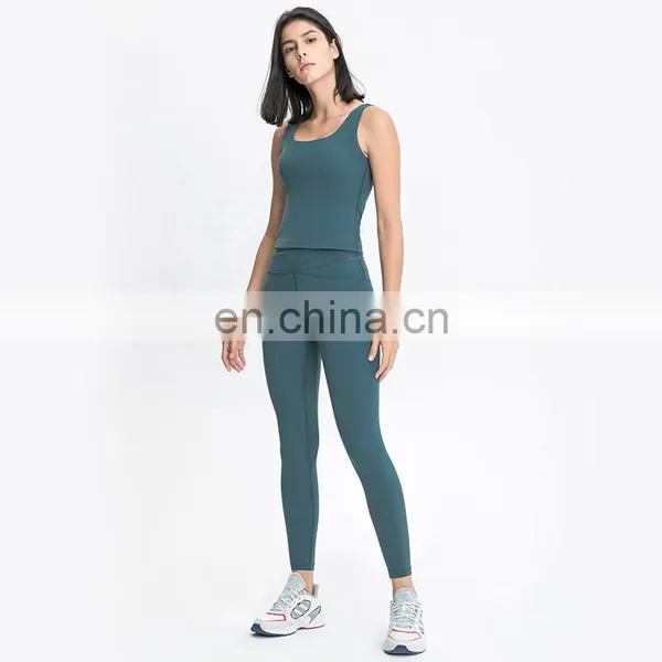 New Arrivals High Waisted Workout Gym Fitness Yoga Leggings Pants With Pockets Cross Waist and Spliced Mesh Design for Women photo-3