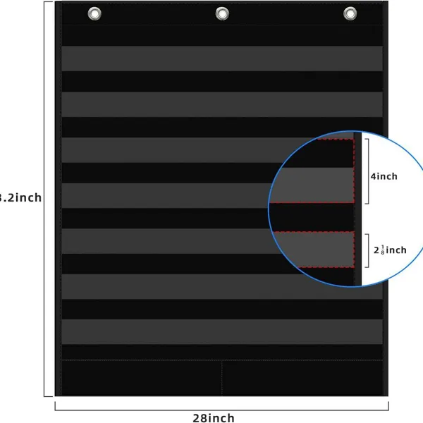 7+2 Pockets Standard Pocket Chart, Clear 7 Pockets Words Chart With 2 Extra Storage Pocket for Classroom Home Office Use, Sentence Strips photo-3