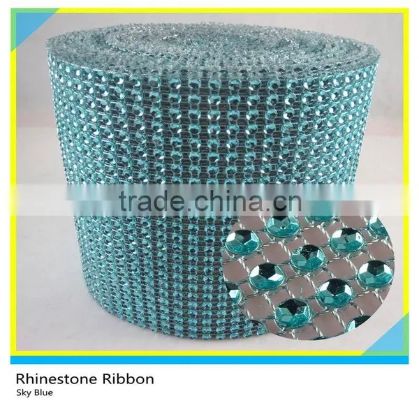 Orange Plastic Rhinestone Mesh 10 Yards 24 Rows Rhinestone Diamond Round Ribbon Roll photo-2