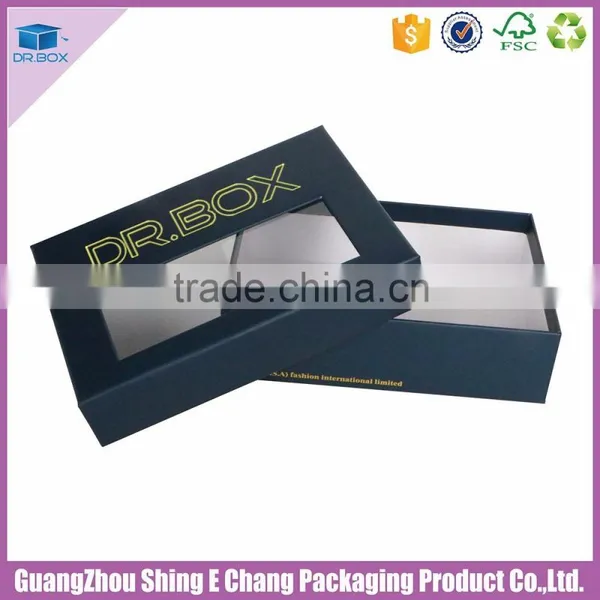 2016 Well Promotioned Glossy Clear Plastic Lamination Black Triplex Paper Gift Box photo-2