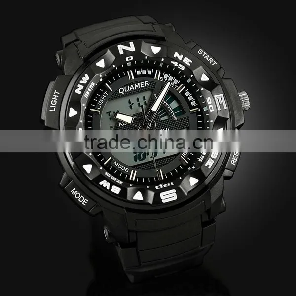 Men's Rubber Strap Black Analog Digital Dual Sport Watch WS082