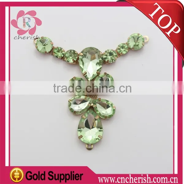 Hot Sale Green Color Glass Stones Crystals Ladies Sandals Decorations Accessories photo-2