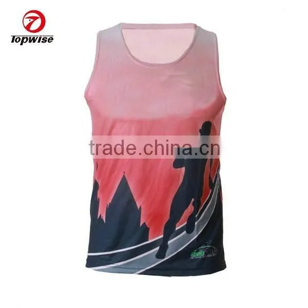 Sublimation 100% Polyester Pink Sports Singlet