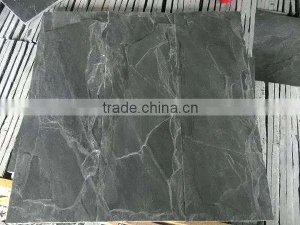 Mushroom Stone Black Slate Tiles & Slabs for Wall Cladding in China