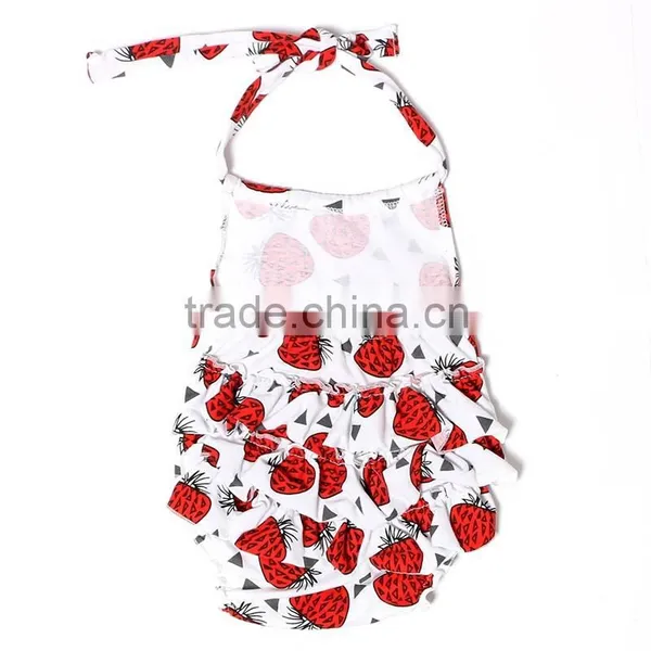 Strawberry Print Baby Infant Clothing Bubble Romper Girl Romper photo-2