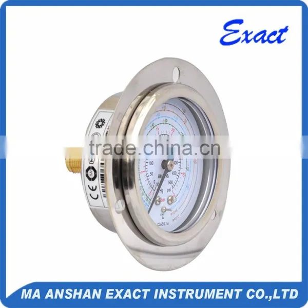 Back Connect Stainless Steel Refrigerant Pressure Gauge