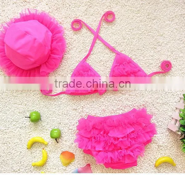 Cute Summer Girl Swimswear For Kids,Fashion Children Bikini Set With Hats photo-2