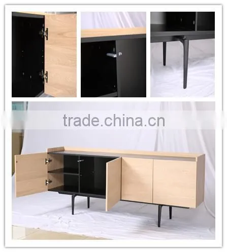 Reclaimed Modern Design Oak Veneer Long Wood TV Cabinet With Showcase