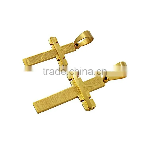 Hot Sale Gold Plated Jewelry Stainless Steel Scriptures Cross Necklace Pendant photo-6