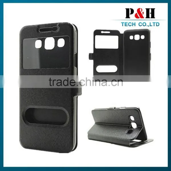 Flip Leather Cover Case For Samsung Galaxy E7 With Caller Id Display Window photo-4