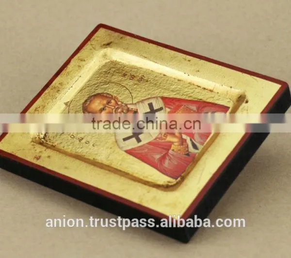 Greek & Russian Orthodox Wooden Icon. St. Nicolas photo-5