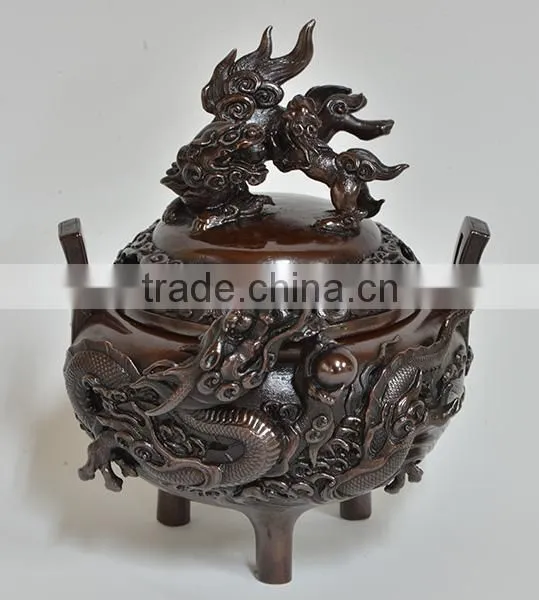 Beautiful and Luxury Dragon and Bamboo Design Vase,incenseburner,and Religious Candle Holder Set Made in Japan With Long-lasting photo-3