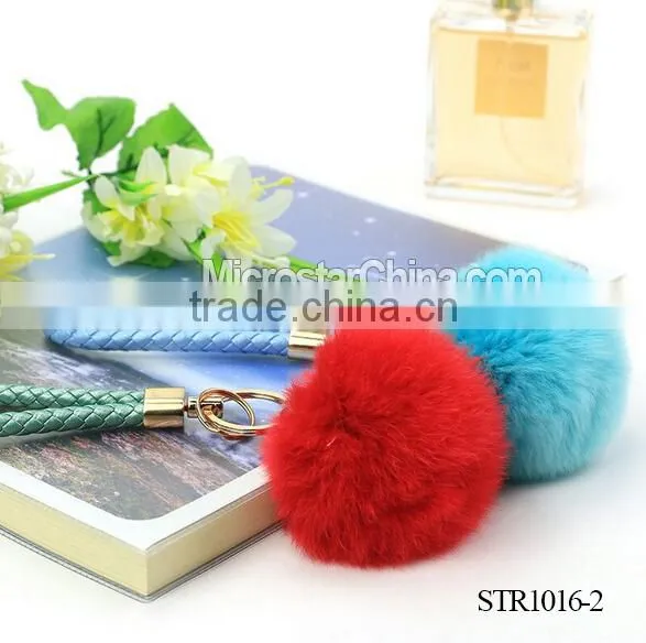 2016 IN STOCK Fur Pom High Quality Ball Keychain for Fashion Bags photo-3