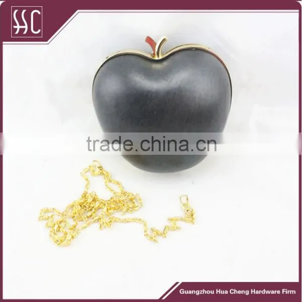 Zinc Alloy Apple Shape Metal Clutch Frame With Black Plastic Shall Box Purse Frame Supplier's Choice photo-3