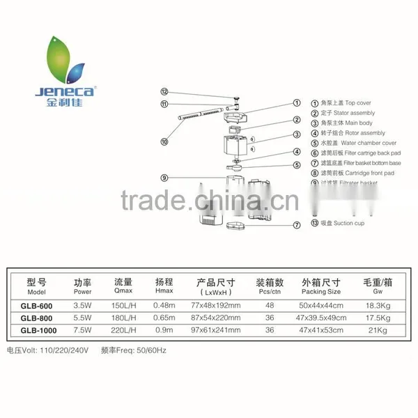 GLB-600B Fish Tank Internal Submersible Spray Effect Filter Pump photo-5